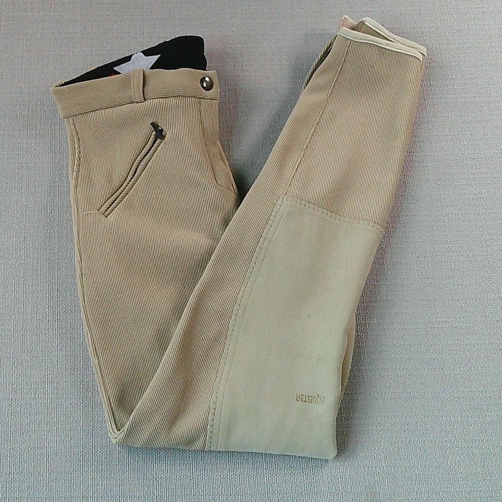 EquiStar Riding Breeches‎ Womens 28 Reg Tan Ribbed Knee Patch Equi-Tuff Pants